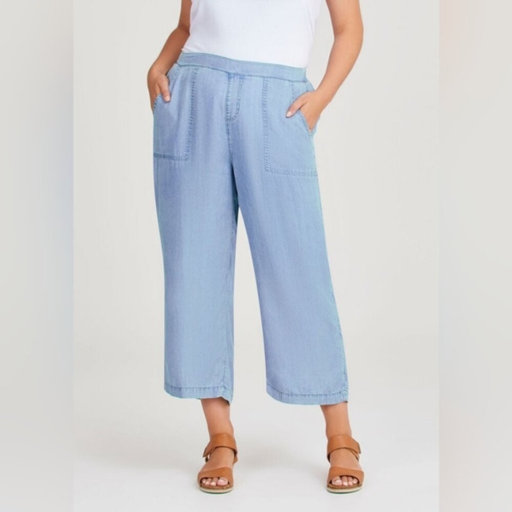 NWT Hilary Radley Pure Lyocell High Rise Crop Wide Leg Coastal Beach Pants XL